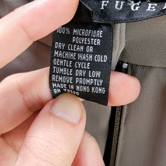 Yansi Fugel Taupe Khaki High Waist Pants Tapered Relaxed Leg Casual Trousers 6 - Picture 5 of 8